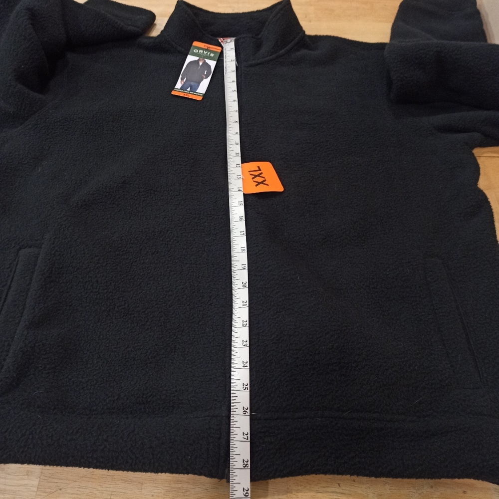Orvis Men's Sz. XXL, Solid Black w/ Orange Accents Zip Up Fleece Jacket, NWT - Picture 13 of 15
